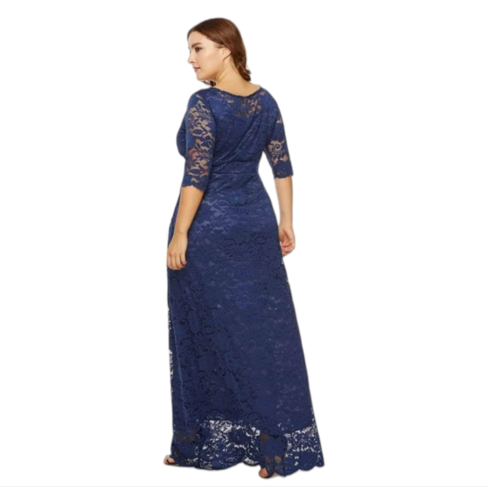 Elegant Blue Lace Maxi Dress - Picture 2 of 3